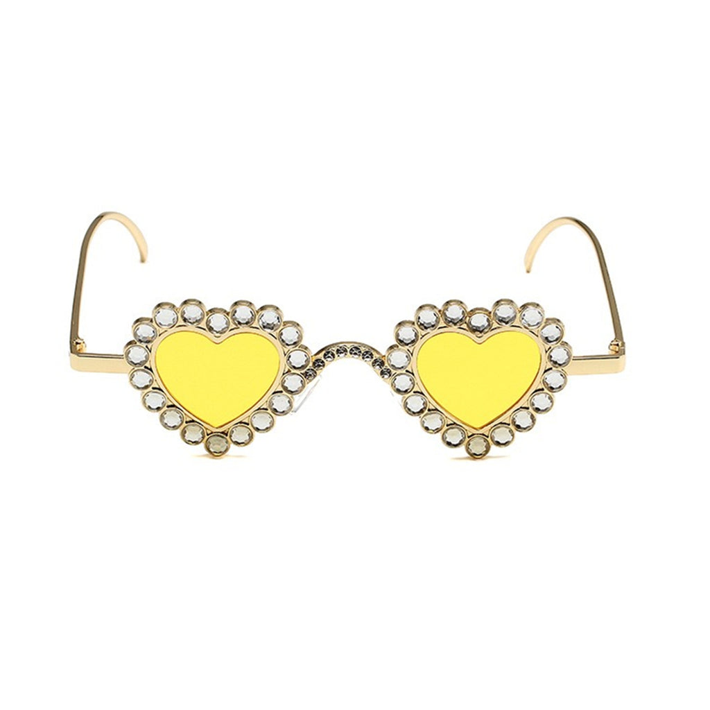 Zirona |Rhinestone Heart Metal Sunglasses