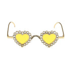 Zirona |Rhinestone Heart Metal Sunglasses