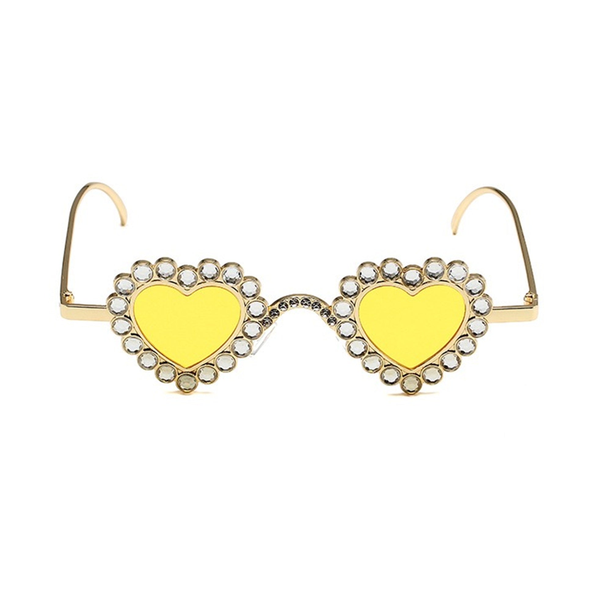 Zirona |Rhinestone Heart Metal Sunglasses