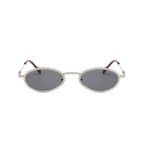 Diamora |Rhinestone Oval Metal Sunglasses