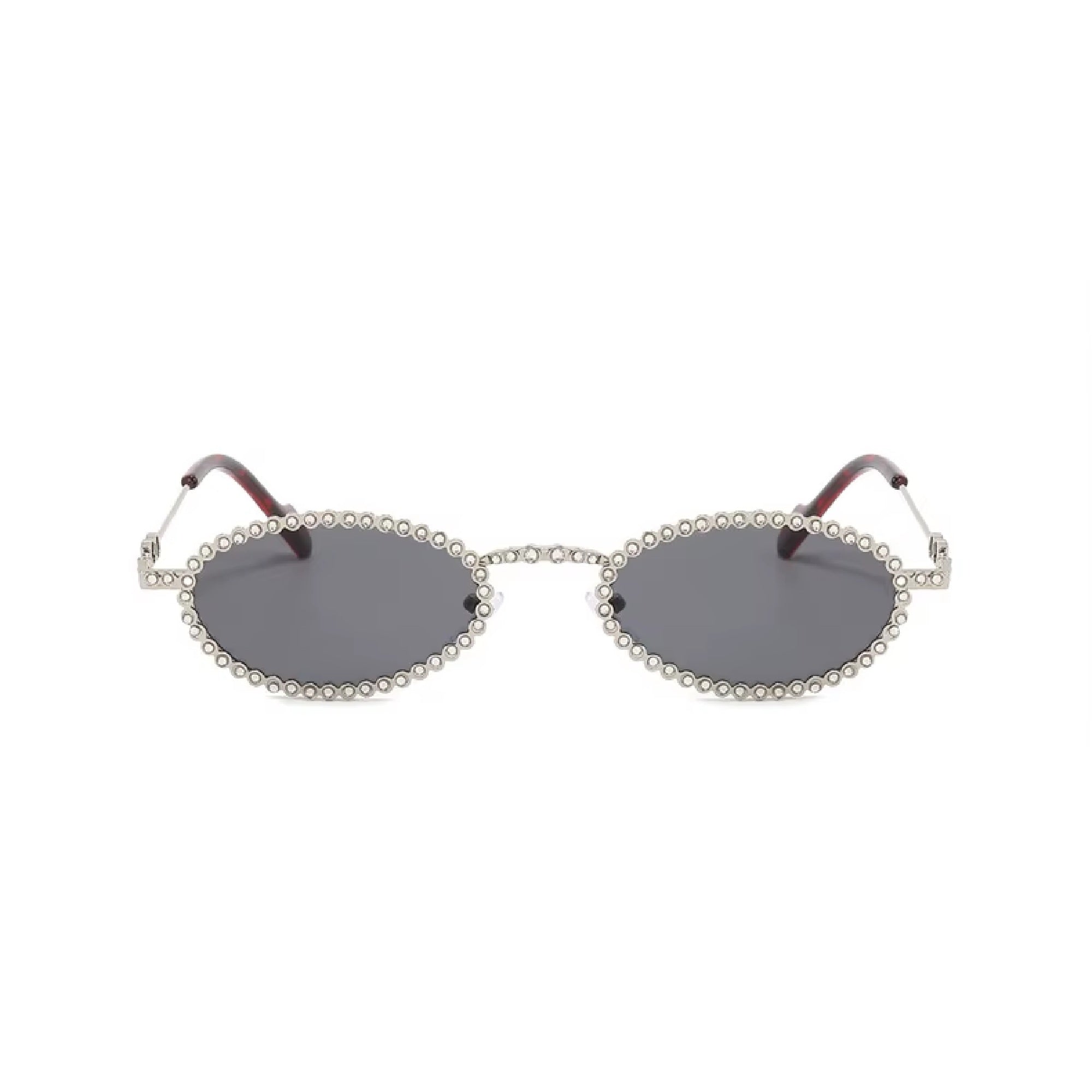 Diamora |Rhinestone Oval Metal Sunglasses