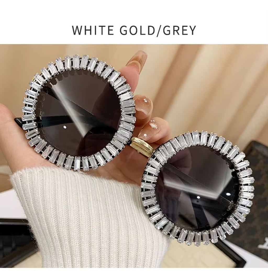 Opalya |Rhinestone Round Metal Sunglasses