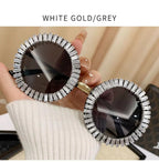 Opalya |Rhinestone Round Metal Sunglasses