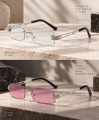 Shift Elio | Photochromic Rectangle Rimless Sunglasses