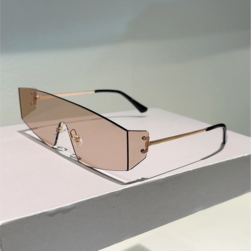 Vector |Futuristic Wraparound Metal Sunglasses