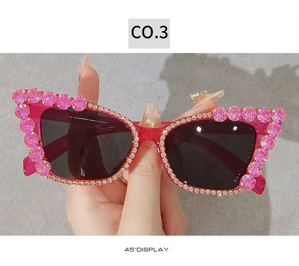 Amora |Rhinestone Cat-Eye PC Sunglasses