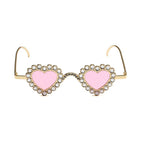 Zirona |Rhinestone Heart Metal Sunglasses