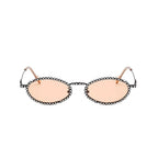 Diamora |Rhinestone Oval Metal Sunglasses