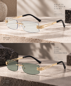 Shift Elio | Photochromic Rectangle Rimless Sunglasses
