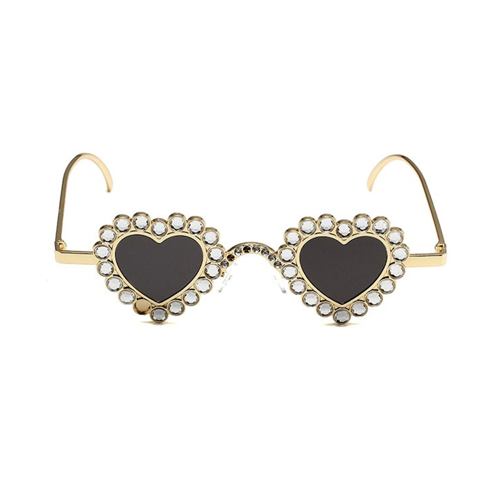 Zirona |Rhinestone Heart Metal Sunglasses