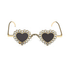 Zirona |Rhinestone Heart Metal Sunglasses