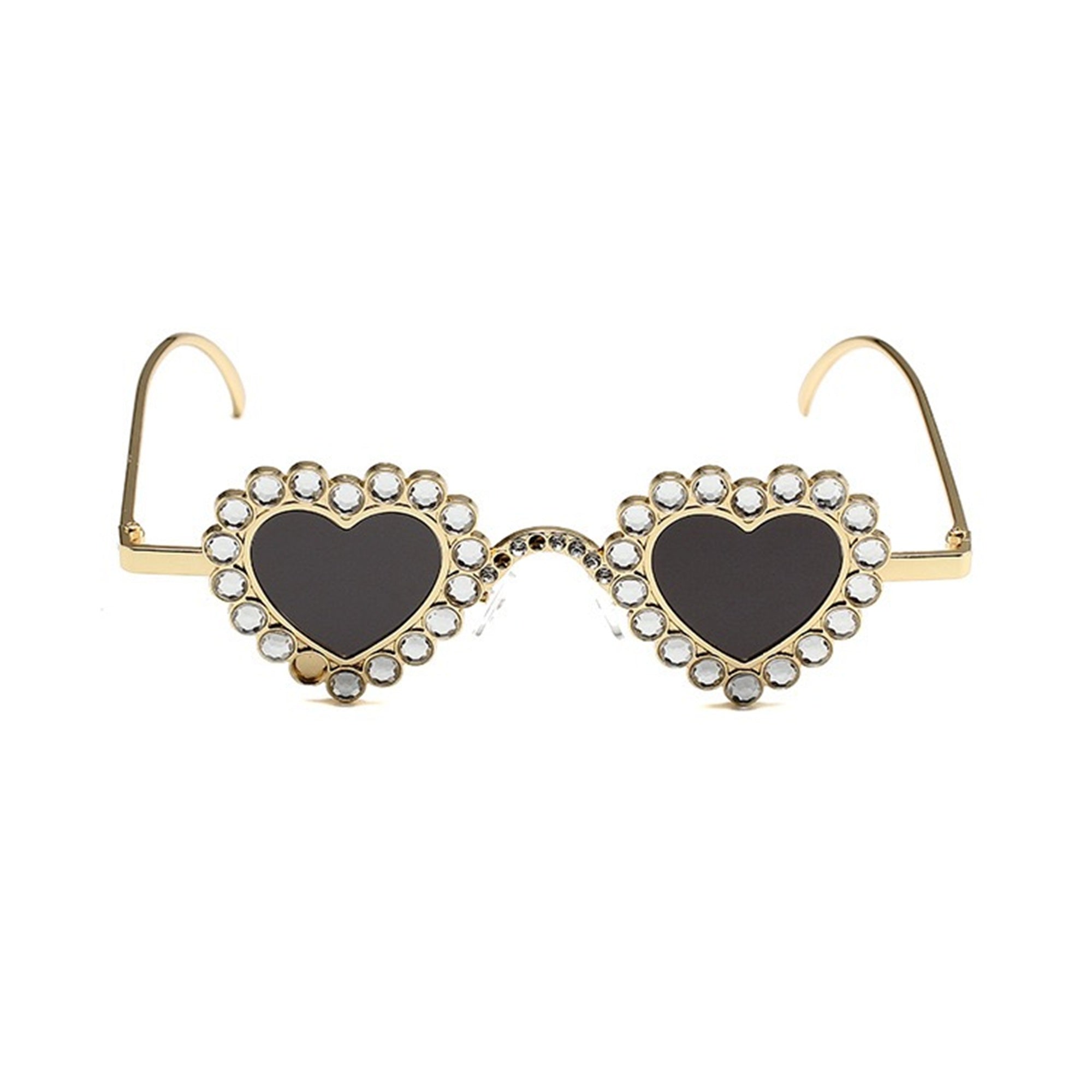 Zirona |Rhinestone Heart Metal Sunglasses