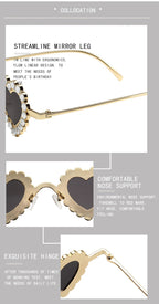 Zirona |Rhinestone Heart Metal Sunglasses