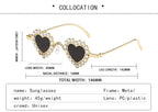 Zirona |Rhinestone Heart Metal Sunglasses