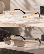 Shift Elio | Photochromic Rectangle Rimless Sunglasses