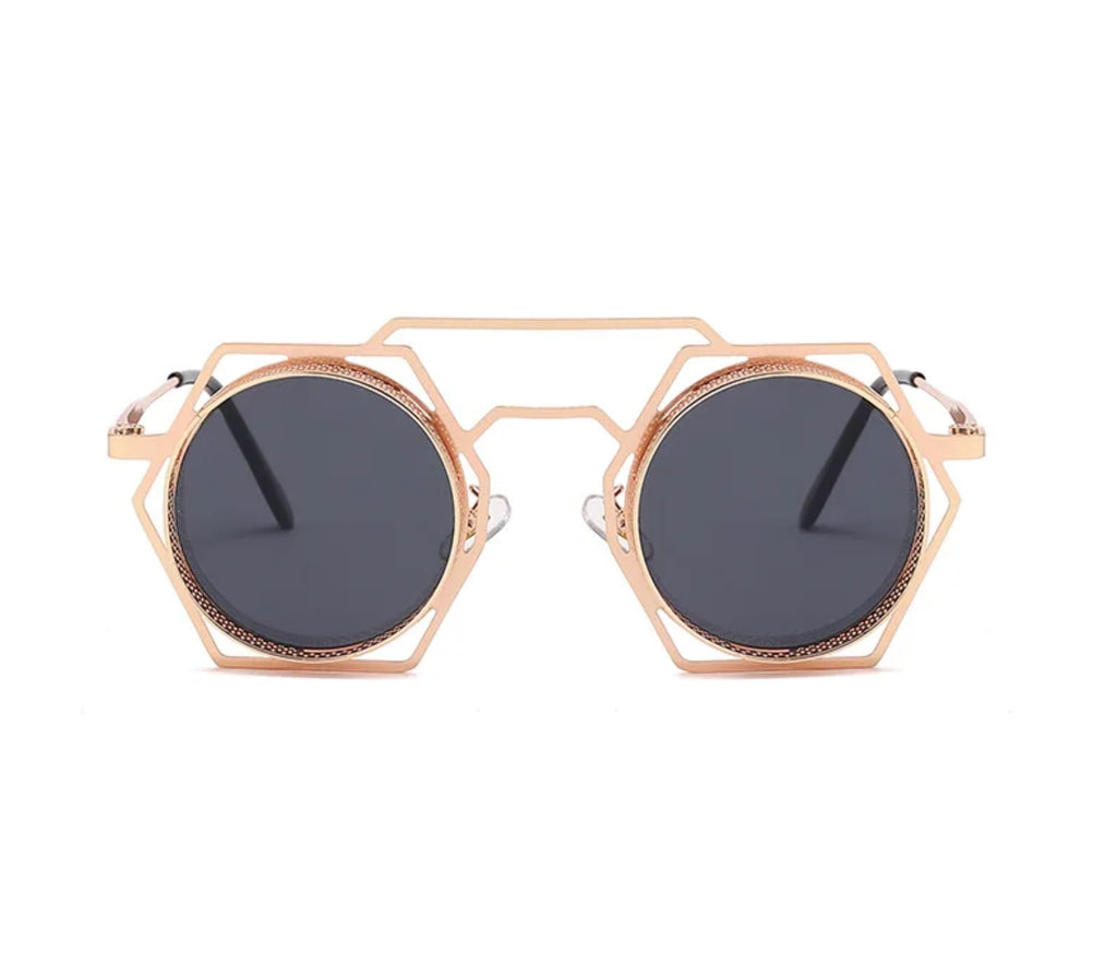 Phaedra |Retro Vintage Round/Hexagonal PC Sunglasses