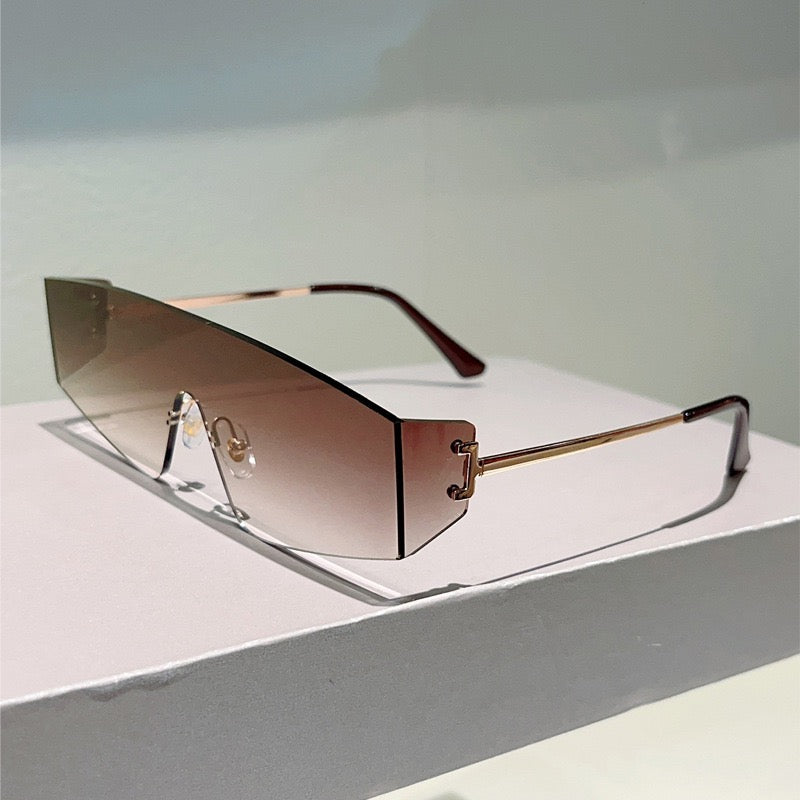 Vector |Futuristic Wraparound Metal Sunglasses