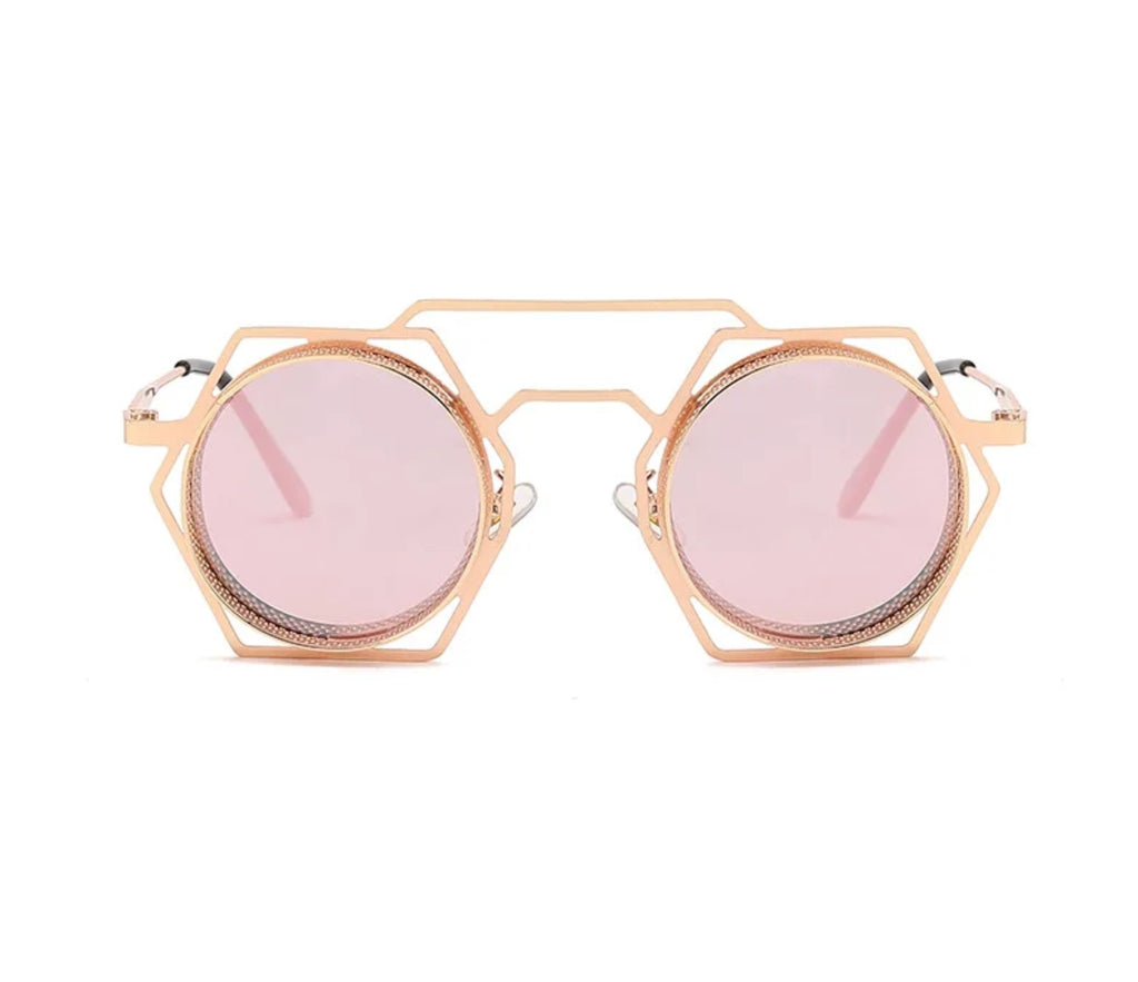 Phaedra |Retro Vintage Round/Hexagonal PC Sunglasses