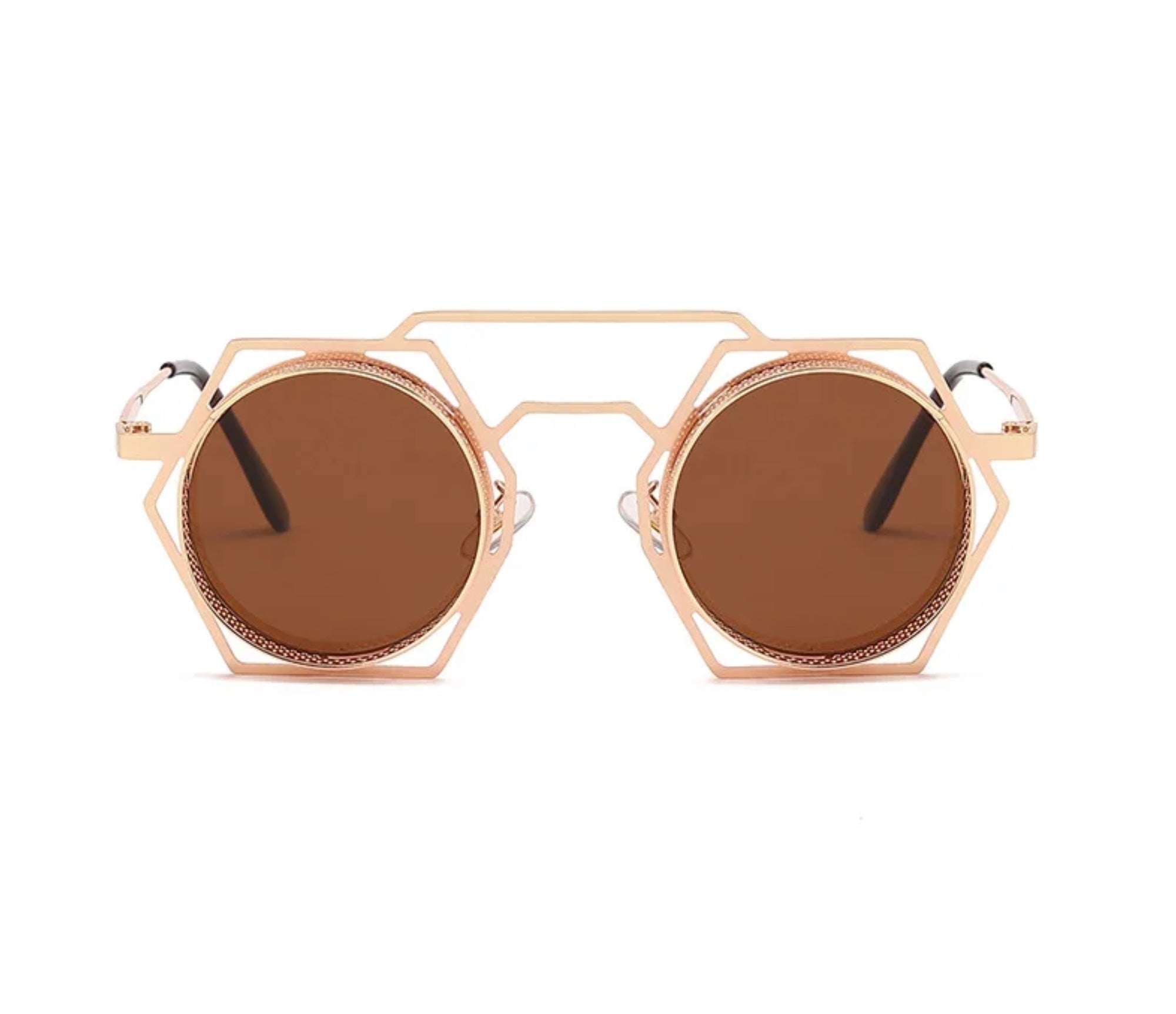 Phaedra |Retro Vintage Round/Hexagonal PC Sunglasses
