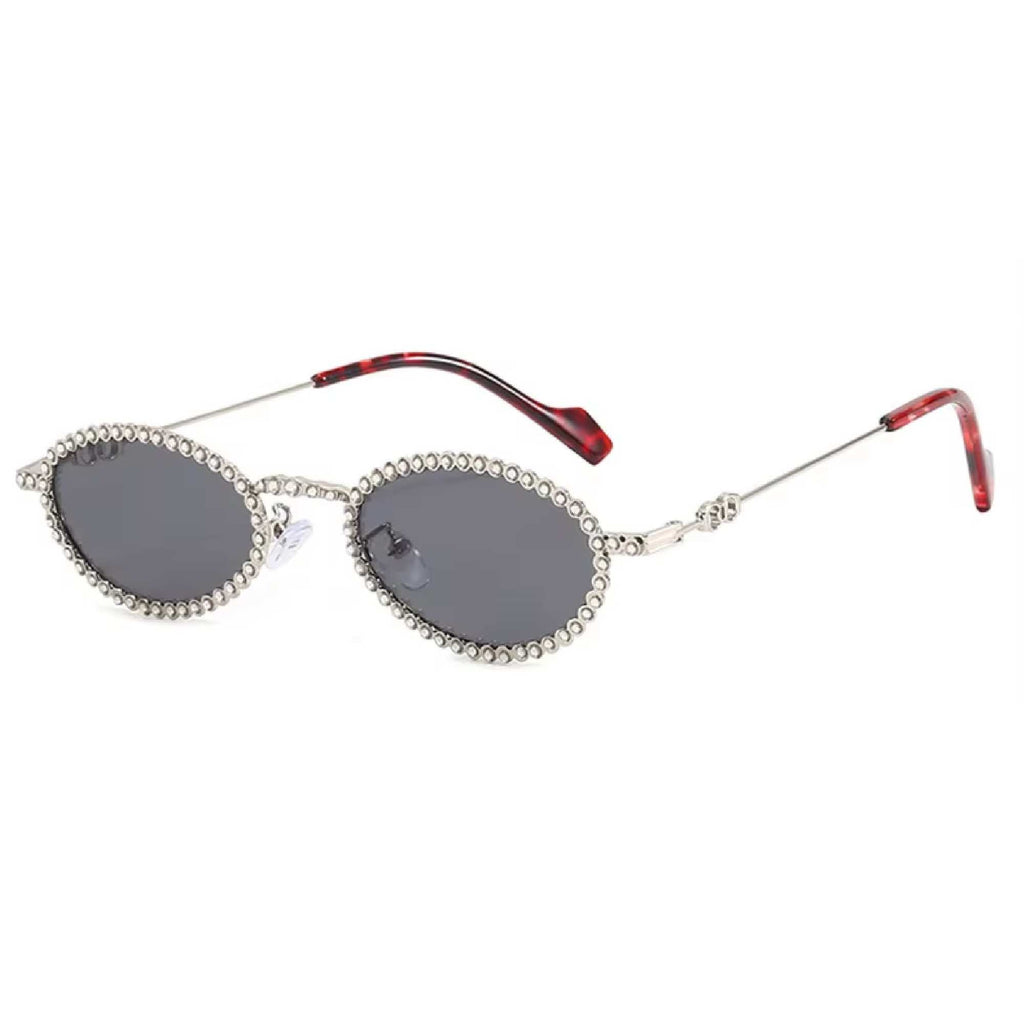 Diamora | Rhinestone Oval Acetate Sunglasses
