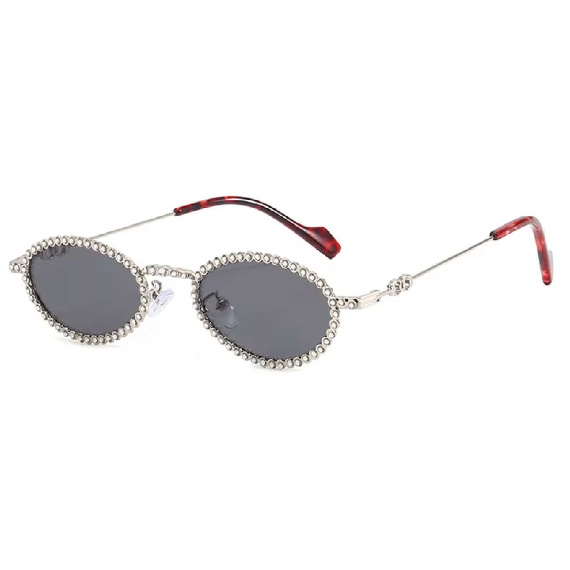 Diamora | Rhinestone Oval Acetate Sunglasses