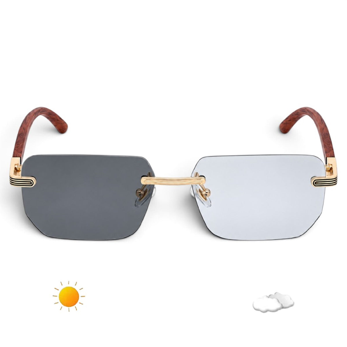 Shift Sora | Photochromic Rectangle Rimless Sunglasses
