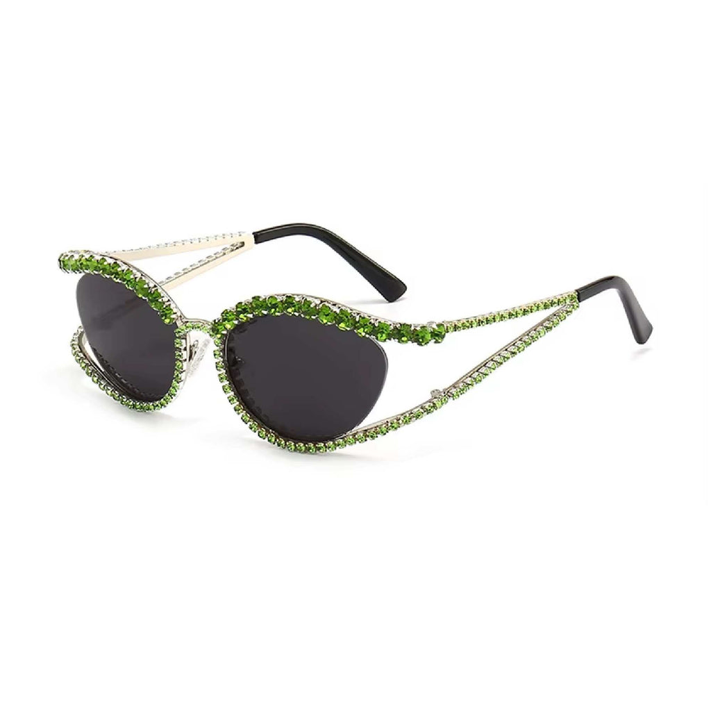 Topazia | Rhinestone Oval Acetate Sunglasses