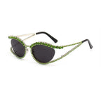 Topazia | Rhinestone Oval Acetate Sunglasses