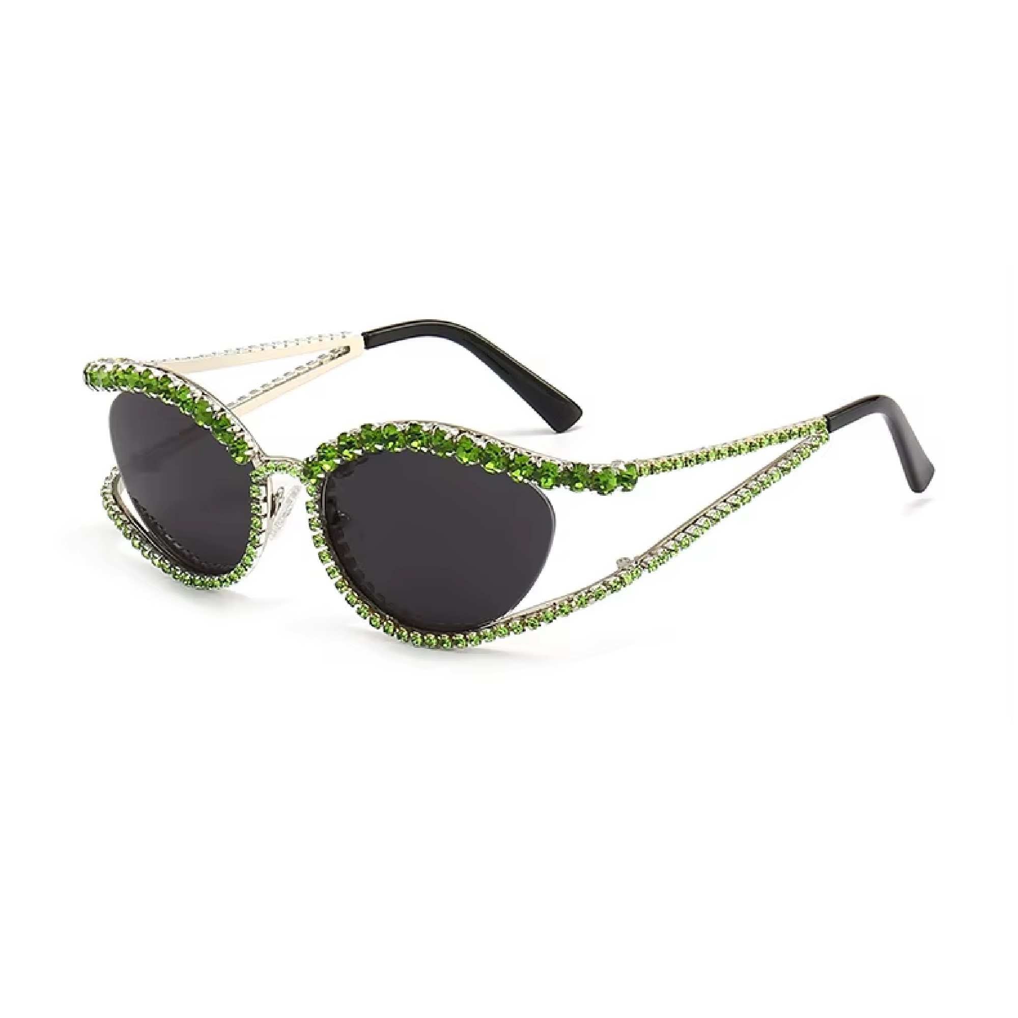 Topazia | Rhinestone Oval Acetate Sunglasses