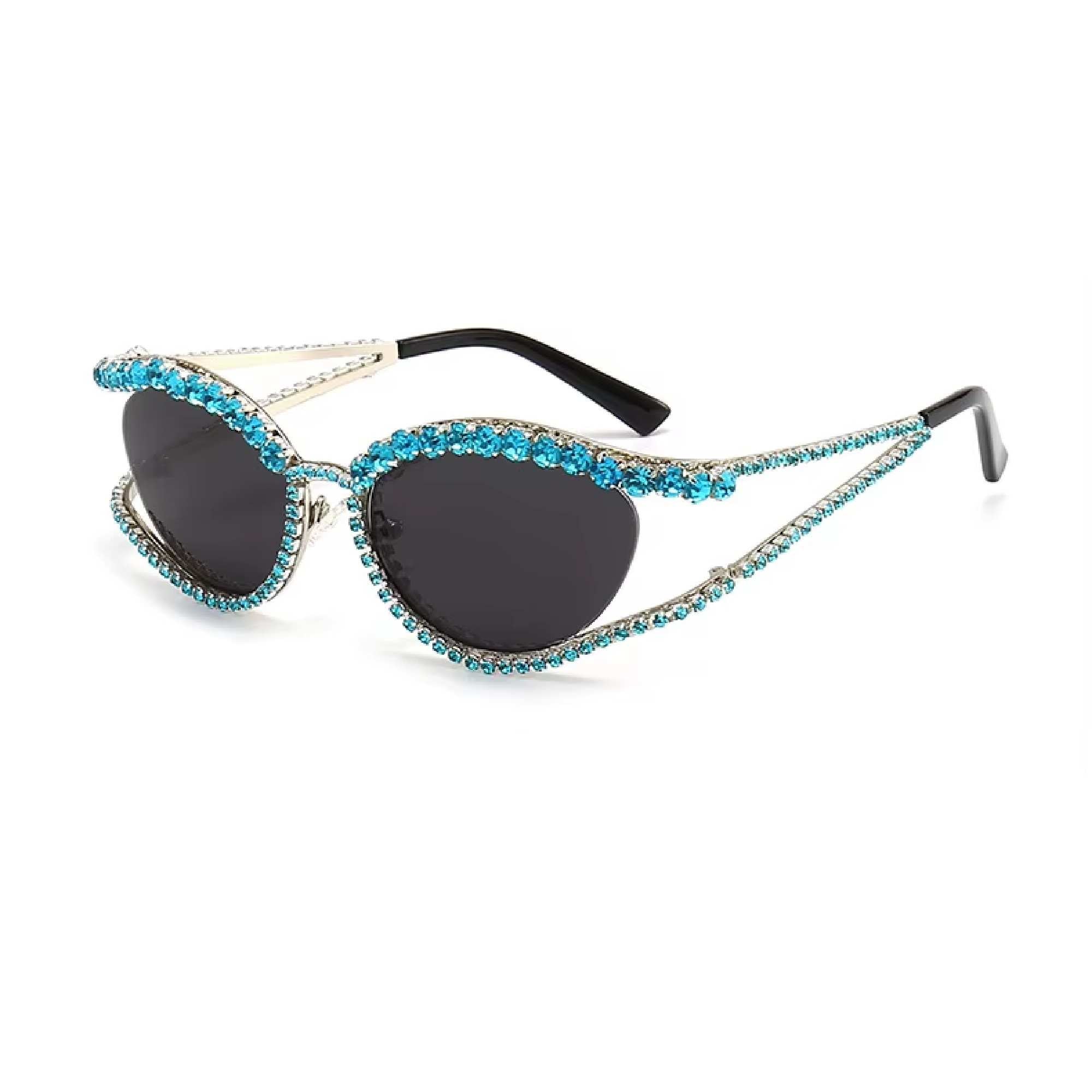 Topazia | Rhinestone Oval Acetate Sunglasses