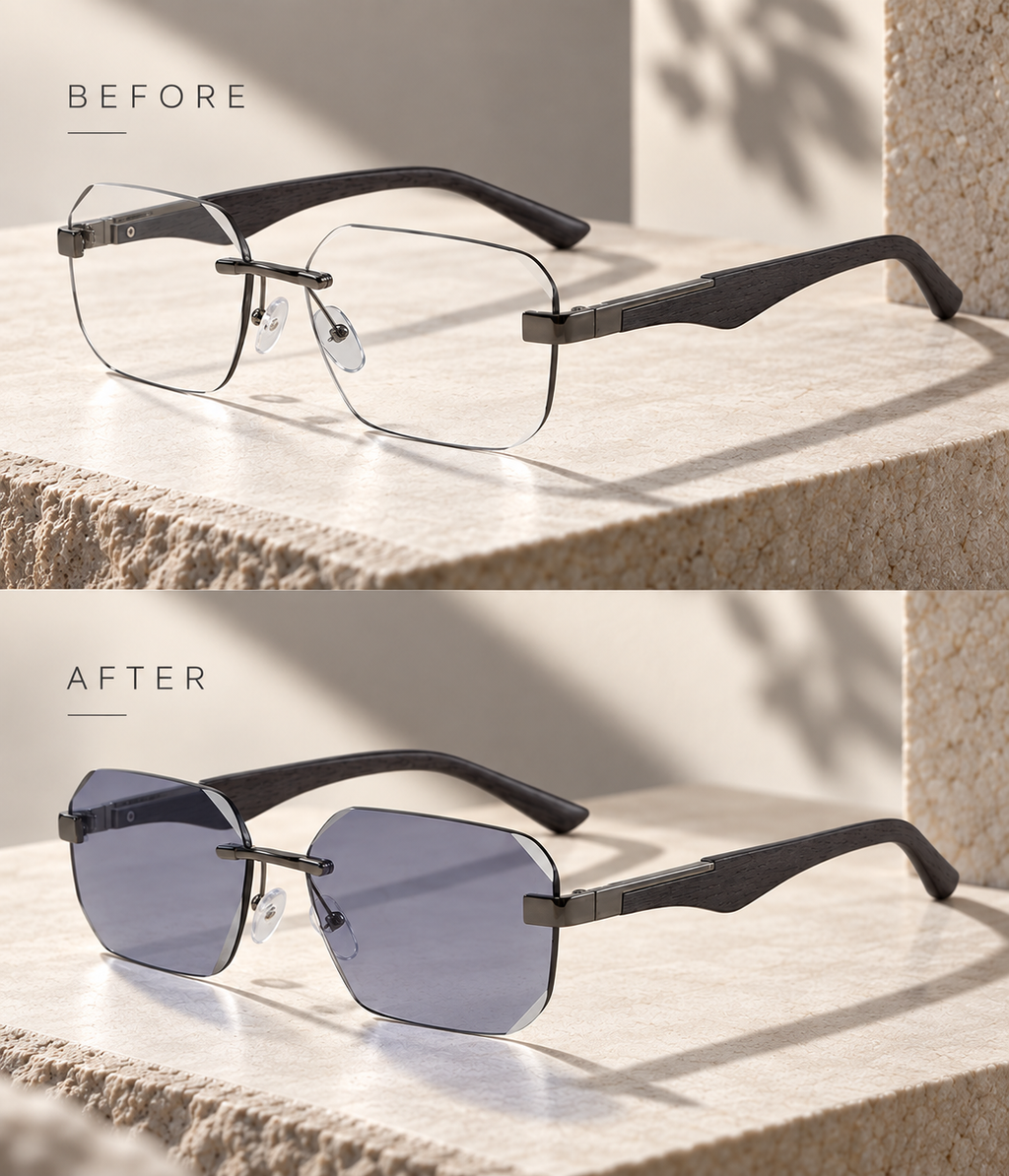Shift Arden | Photochromic Rectangle Rimless Sunglasses