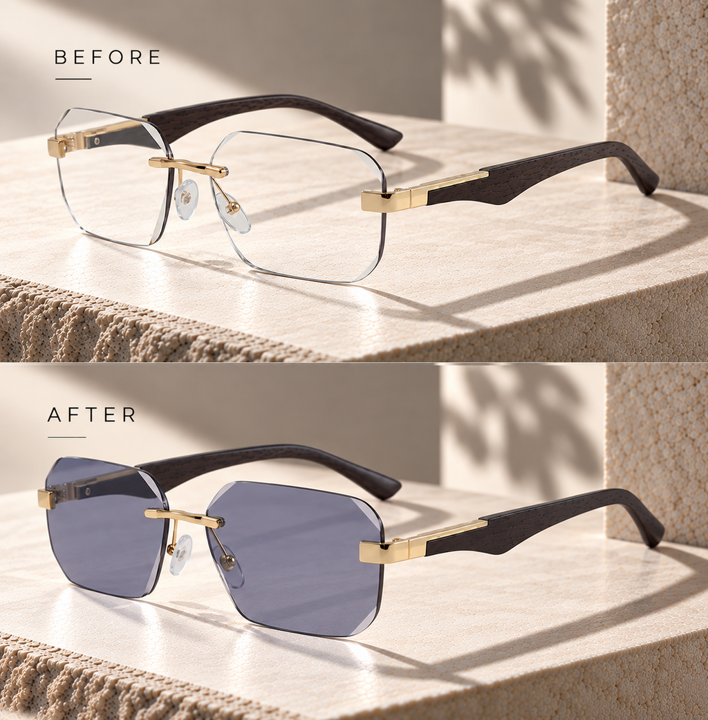 Shift Arden | Photochromic Rectangle Rimless Sunglasses