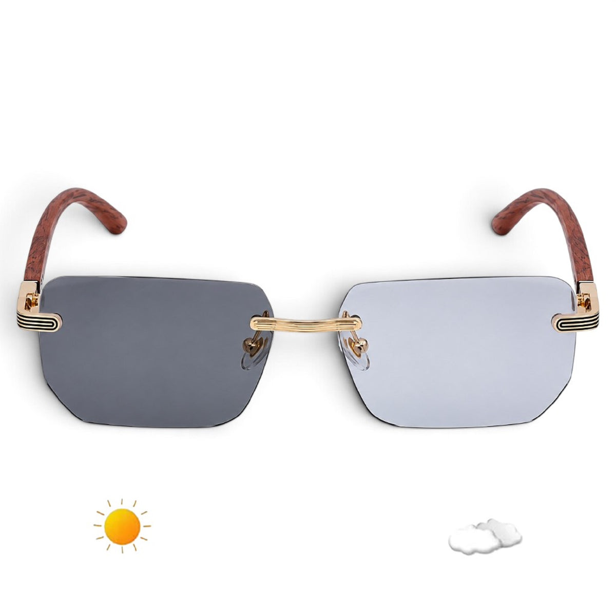 Shift Sora | Photochromic Rectangle Rimless Sunglasses