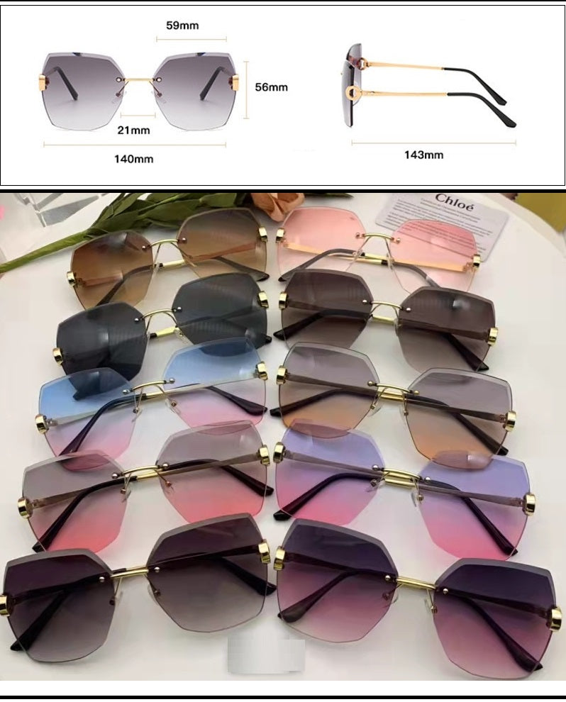 Obsidian |Oversized Hexagonal Metal Sunglasses