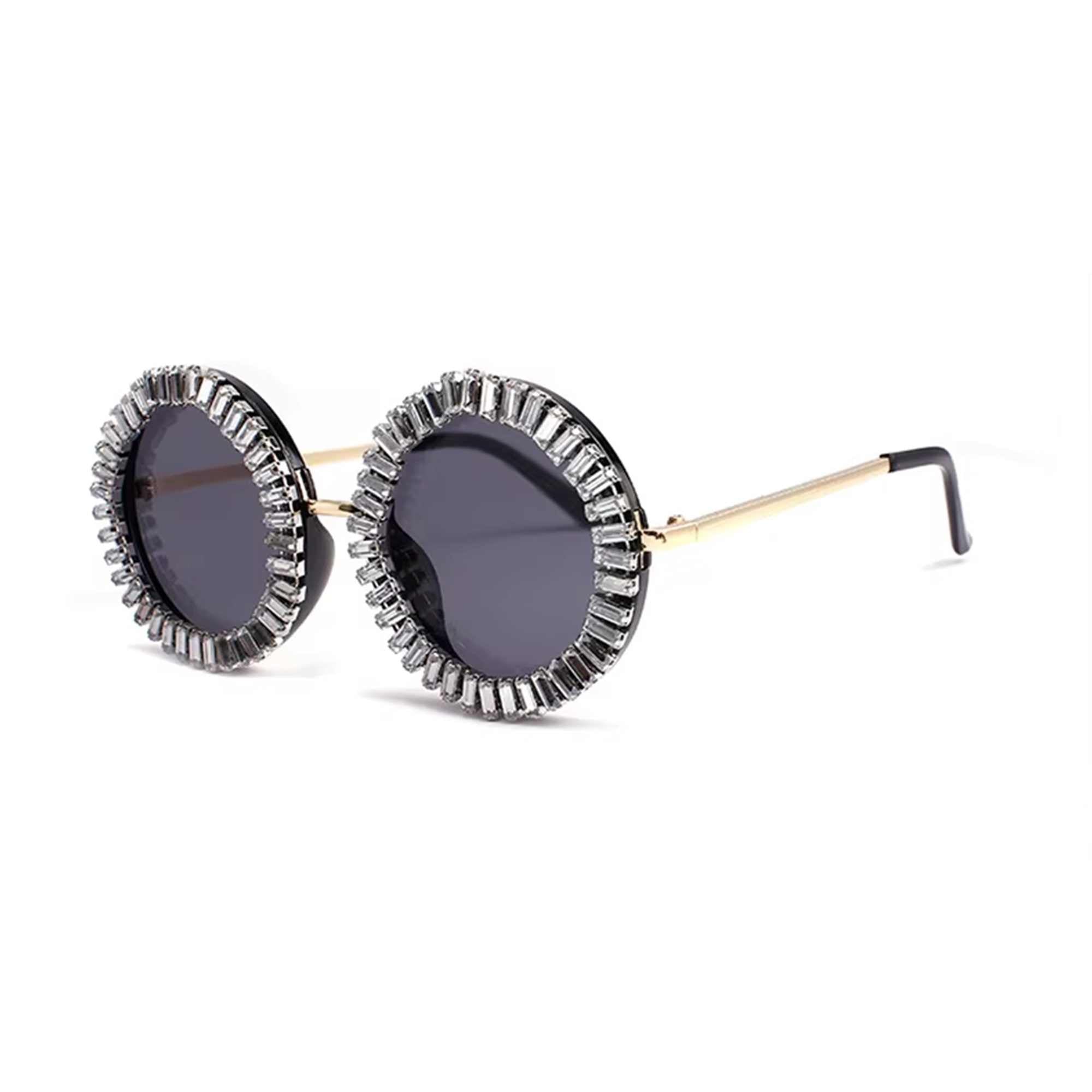 Opalya | Rhinestone Round Acetate Sunglasses