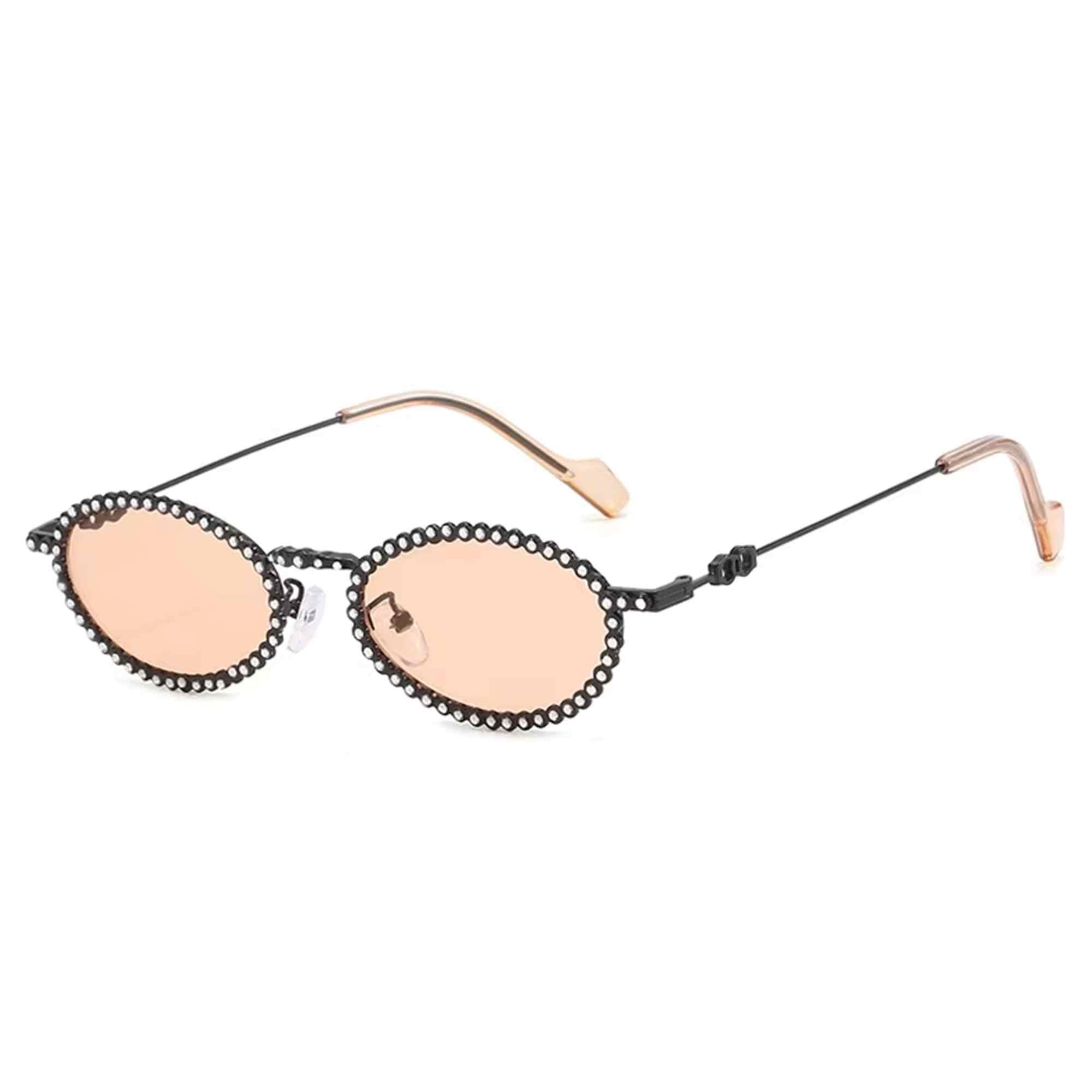 Diamora | Rhinestone Oval Acetate Sunglasses