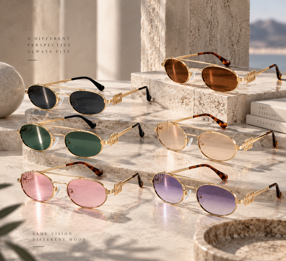 Volt | Classic Oval Metal Sunglasses