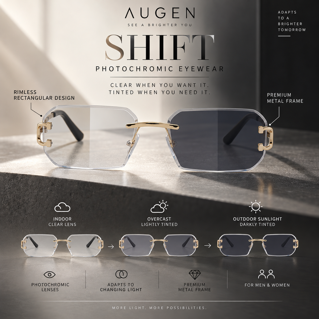 Shift Varen | Photochromic Rectangle Rimless Sunglasses