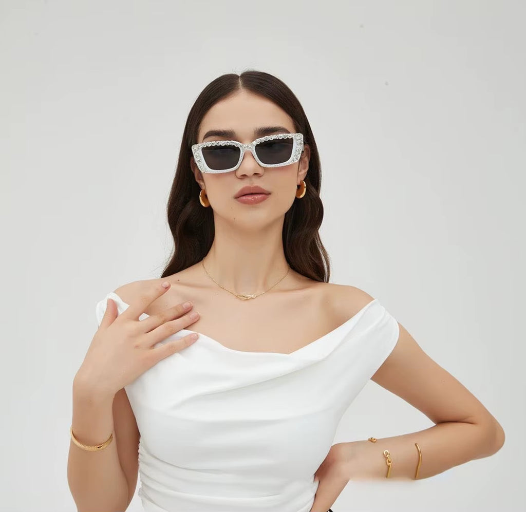 Citrina |Rhinestone Rectangle PC Sunglasses