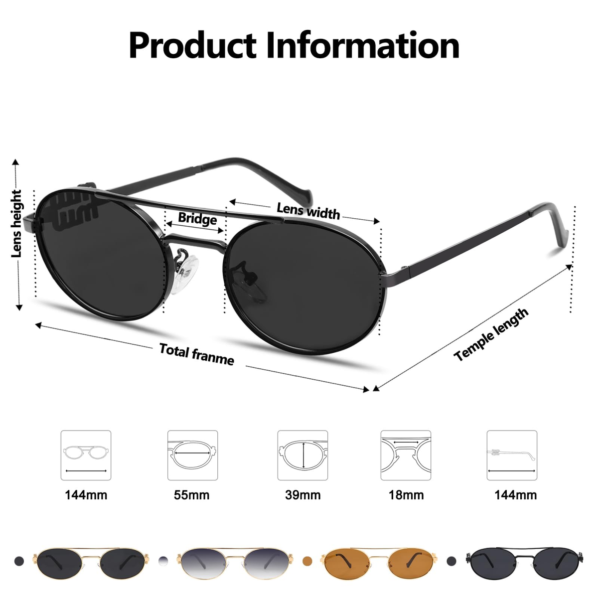 Volt | Classic Oval Metal Sunglasses