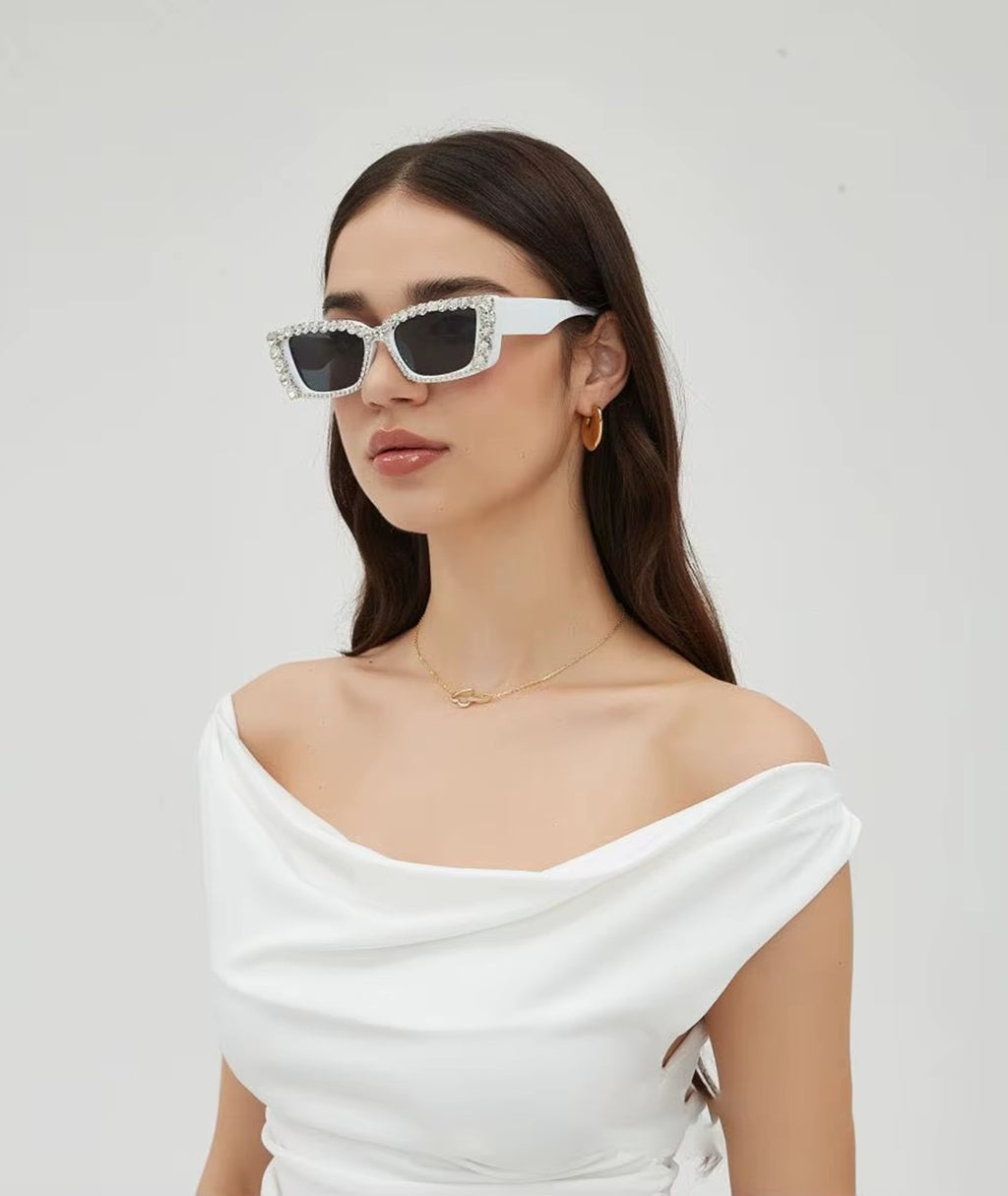 Citrina |Rhinestone Rectangle PC Sunglasses