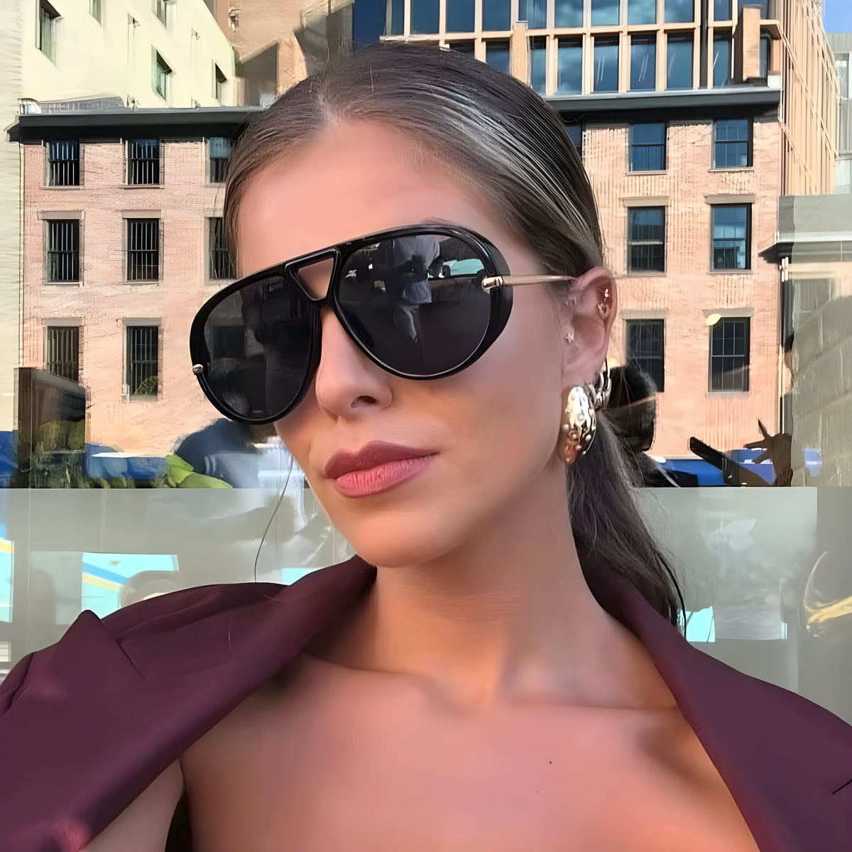 Zayden | Classic Oversized Aviator Metal & PC Sunglasses