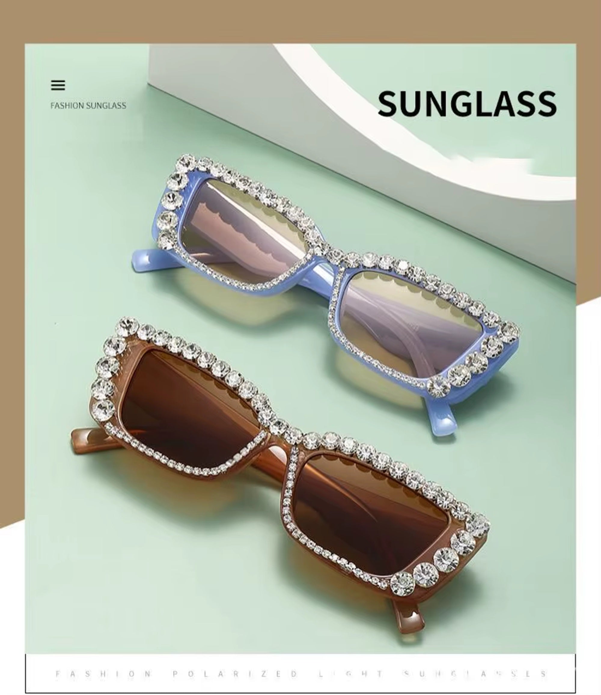 Citrina |Rhinestone Rectangle PC Sunglasses