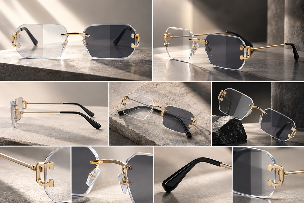 Shift Varen | Photochromic Rectangle Rimless Sunglasses