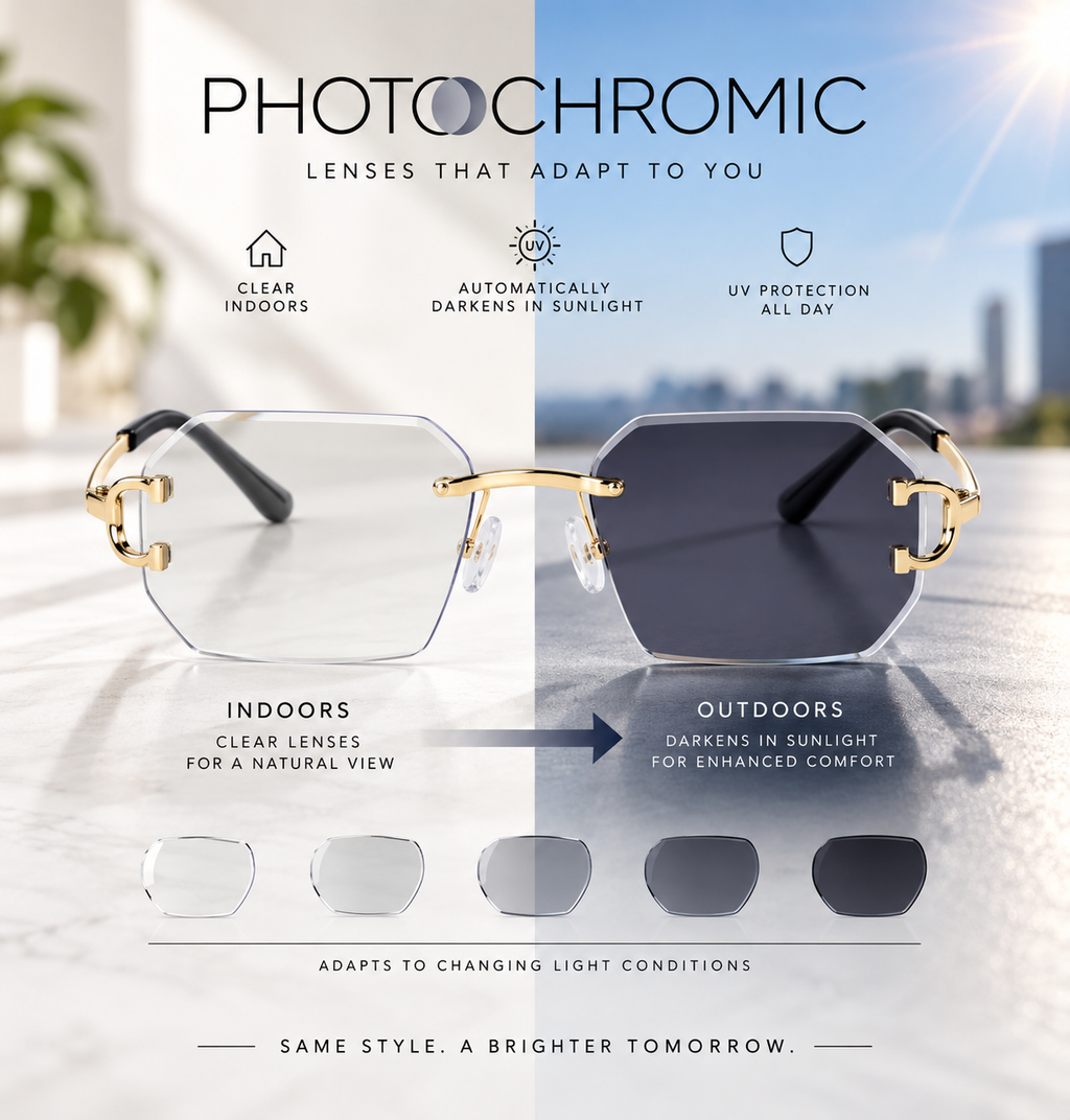 Shift Varen | Photochromic Rectangle Rimless Sunglasses