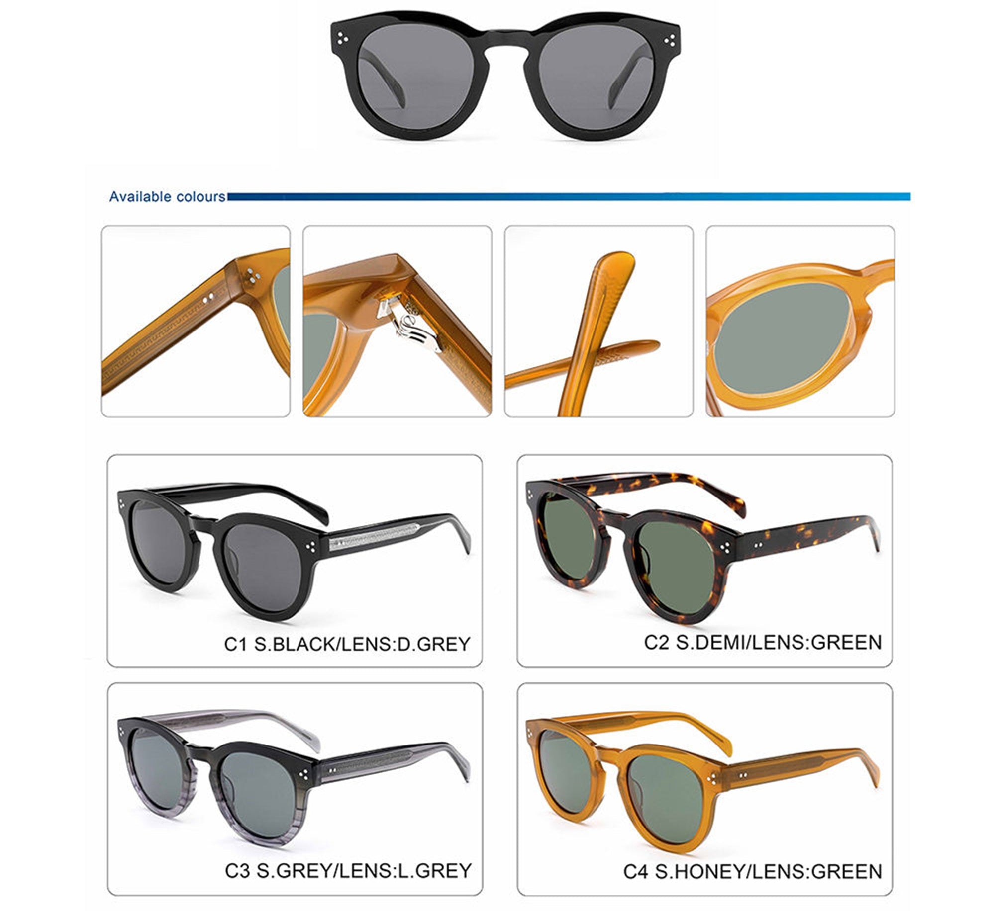 Lucent |Classic Round Acetate Sunglasses