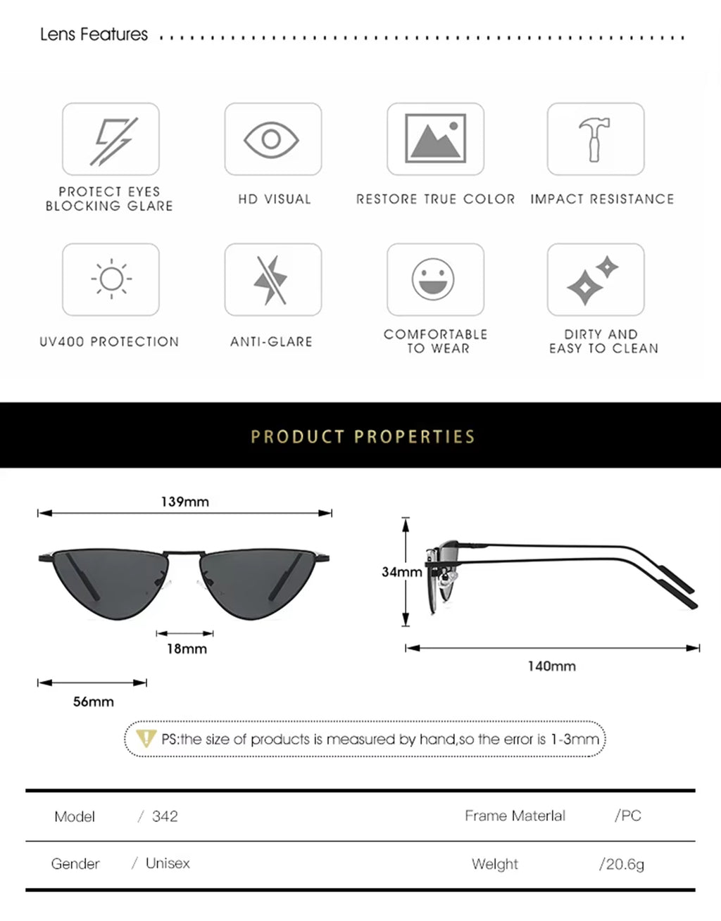 Solitude |Classic Cat-Eye Metal Sunglasses