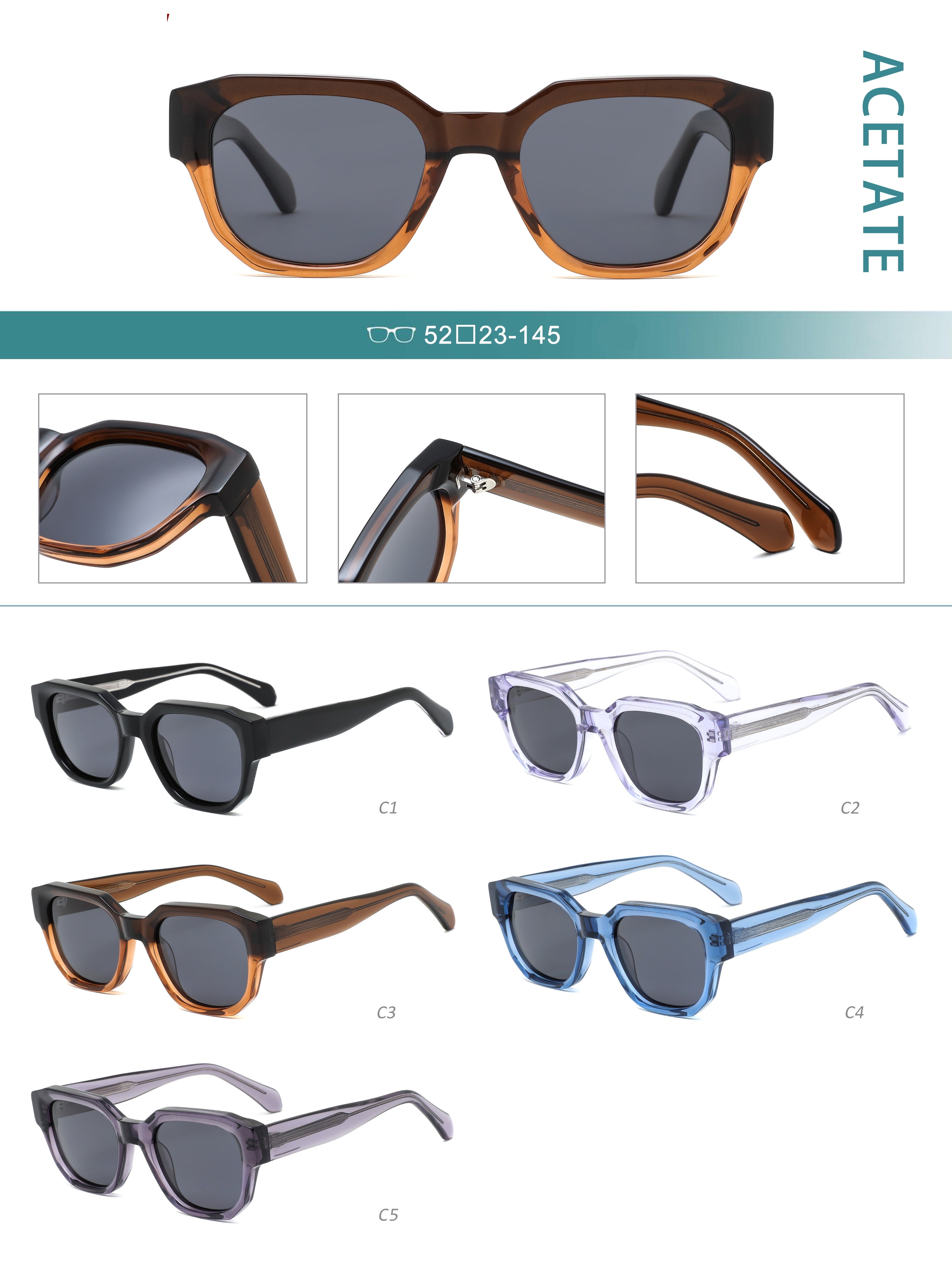 Bordeaux |Classic Square Acetate Sunglasses