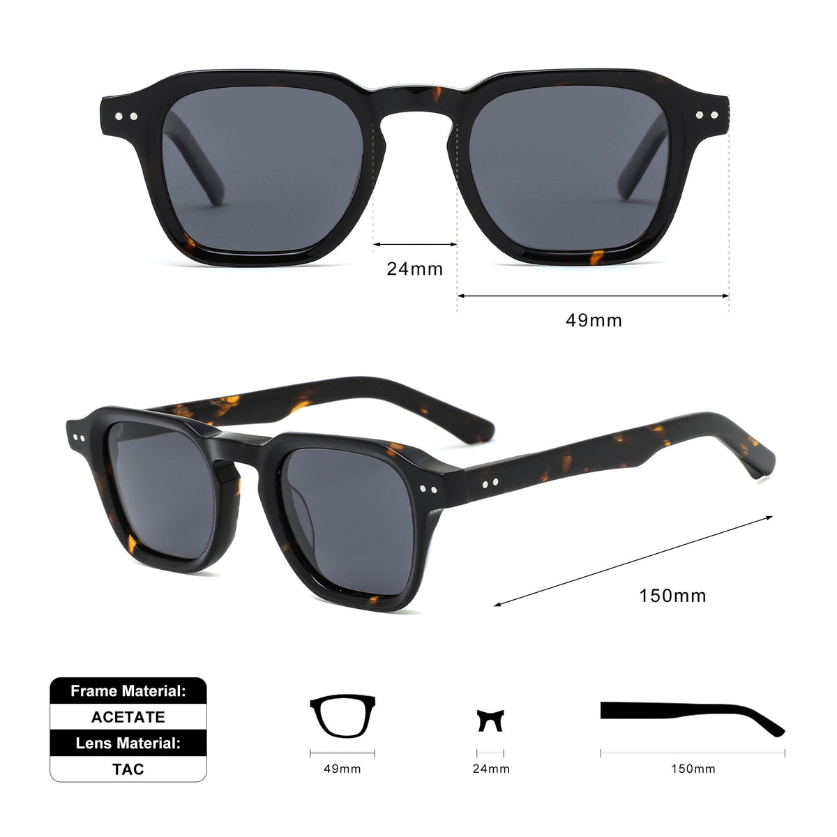 The Founder |Classic Square Acetate Sunglasses