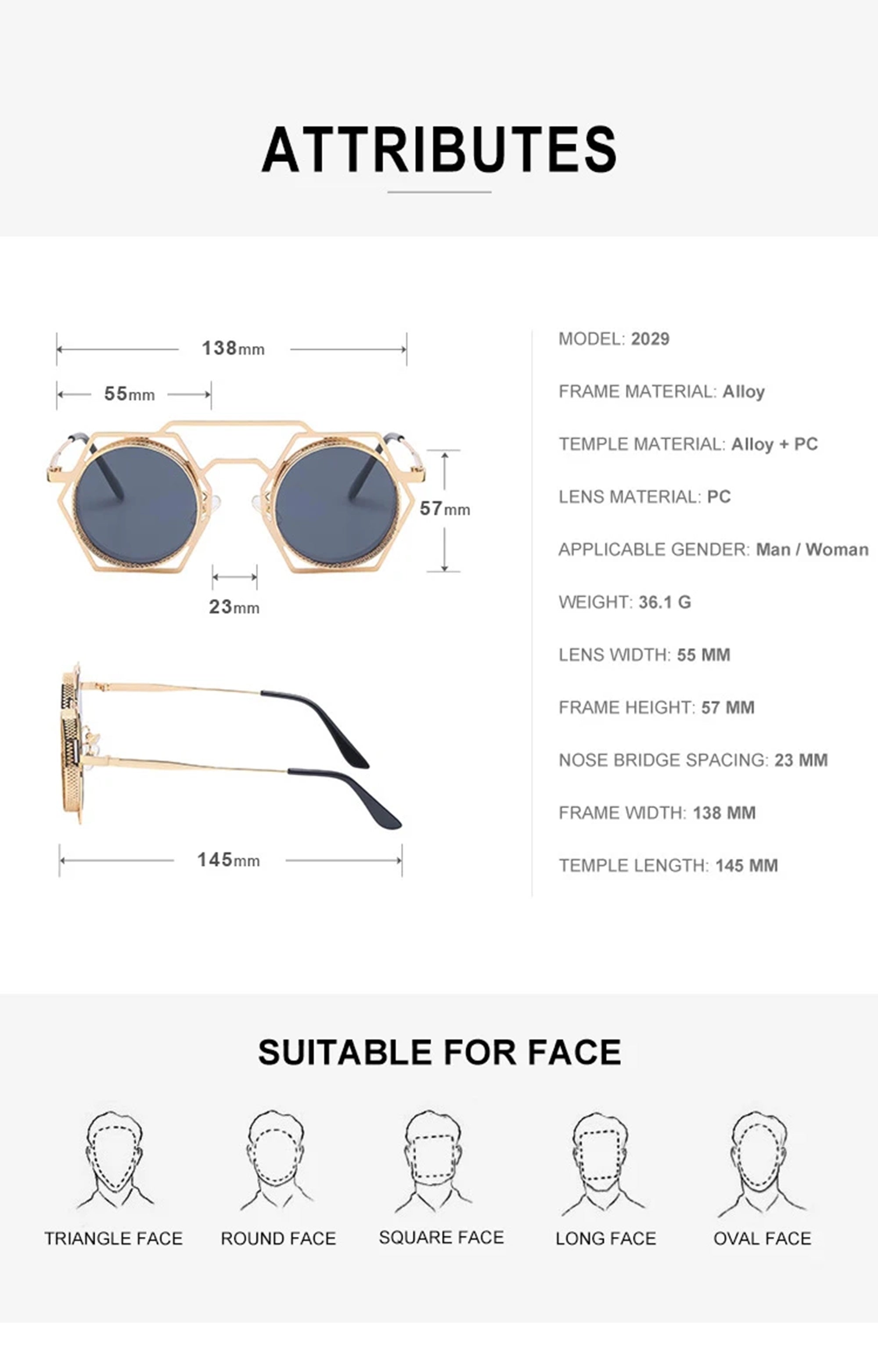 Phaedra |Retro Vintage Round/Hexagonal PC Sunglasses